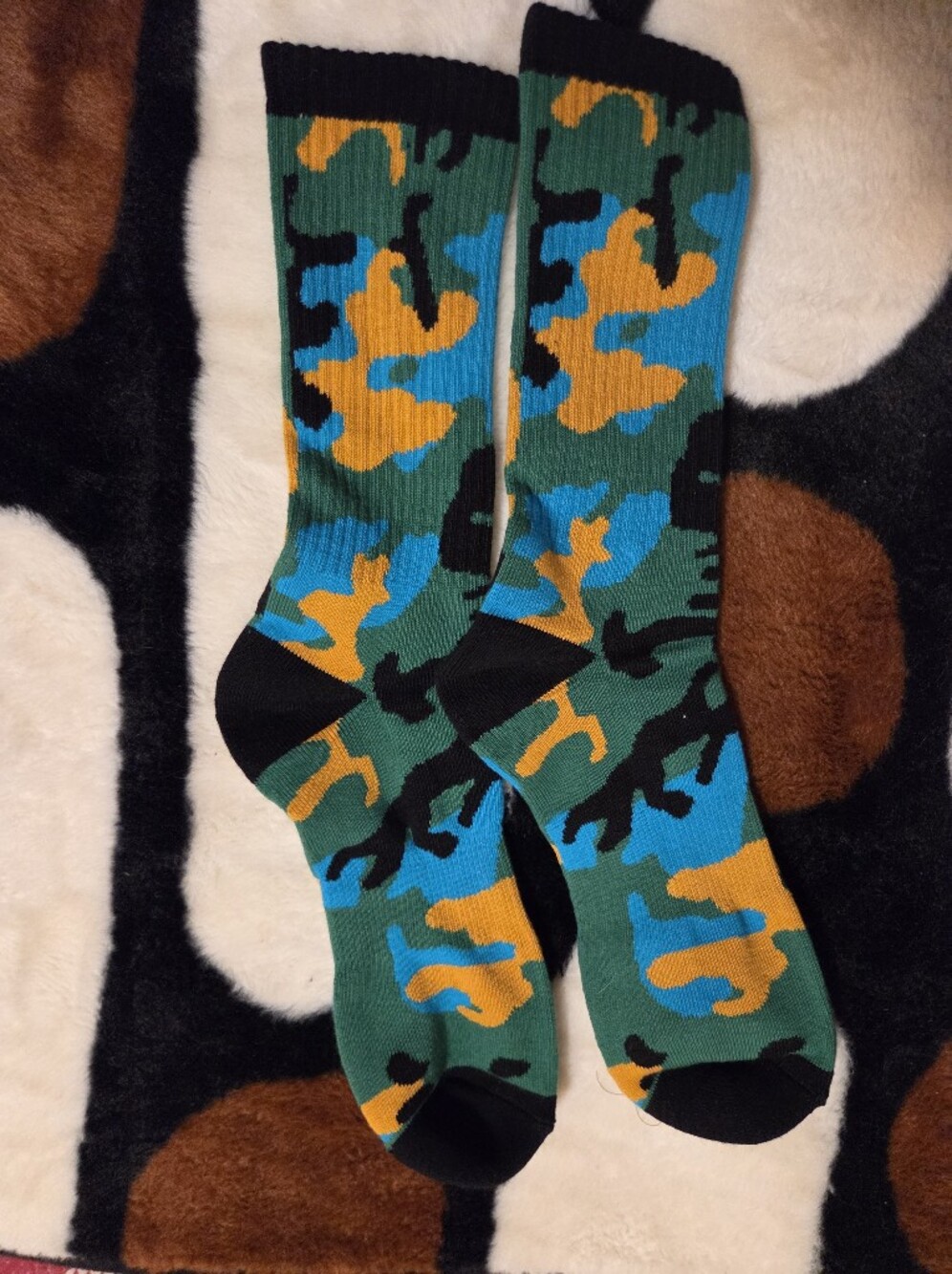 Men's Camouflage Crew Socks in Green, Blue & Gold